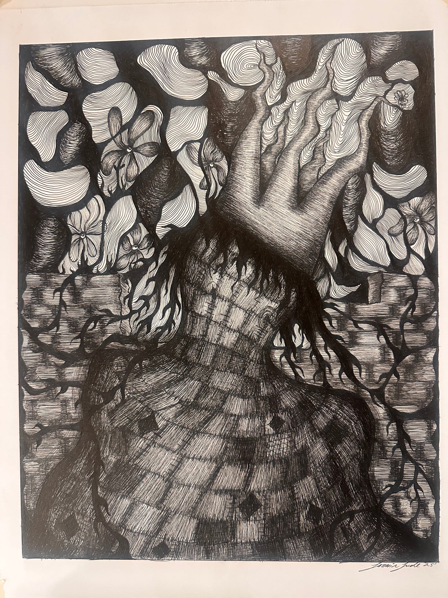 KING PATCHES - 14x17 - PEN AND INK ON BRISTOL PAPER - ORIGINAL JAZMIN JUDE ART PIECE - NIGHTHAUS